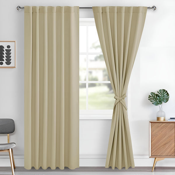 Atariya Decor Blackout Curtains, Room Darkening, Door Curtain Plain (Beige)