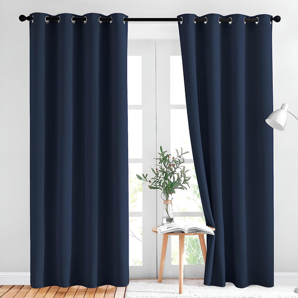 Blackout Curtains, Room Darkening Door Curtain Plain (Royal Blue)