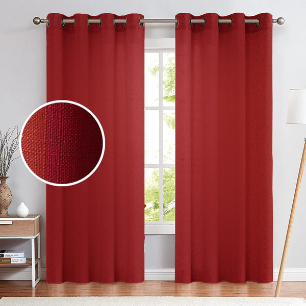 Atariya Decor Premium Jute Curtains, Room Darkening, Hypoallergenic Curtains for Living Room, Bedroom | Burgundy | Set of 1