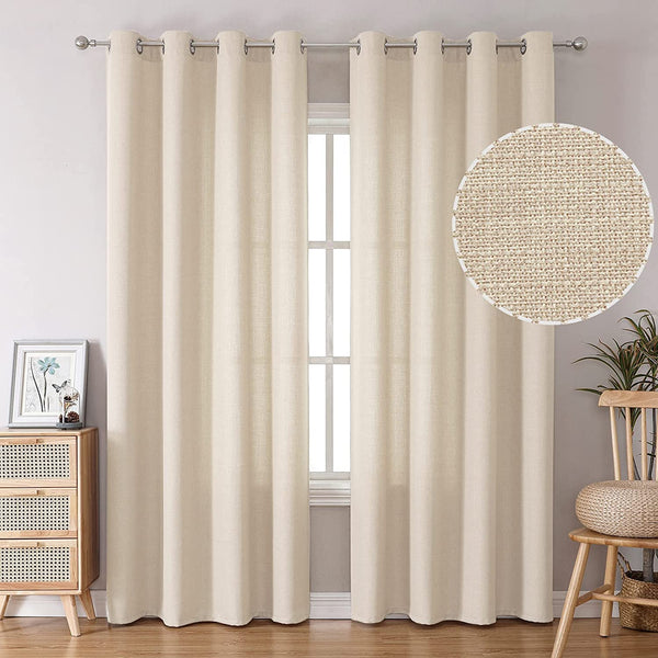 Atariya Decor Premium Jute Curtains, Room Darkening, Hypoallergenic Curtains for Living Room, Bedroom | Beige | Set of 1