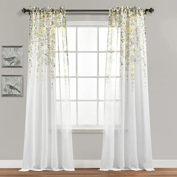 Sheer Curtain, Light Filtering Linen Textured, Set of 2