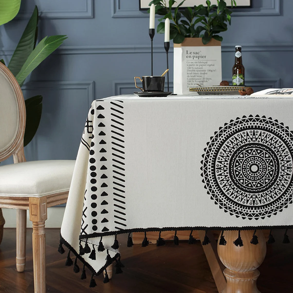 Cotton Tablecloth for Dining Table (Rectangular, Mandala)