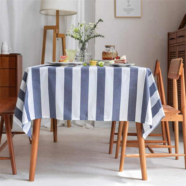 Cotton Dining Table Cloth 4, 6, 8, 10 Seater | Stripe Design for Kitchen and Dining | Heavy Duck Cotton | Rectangular Set of 1| Grey Strip