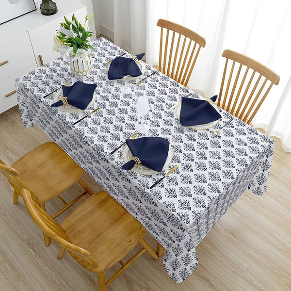 Floral Cotton Linen Tablecloth with Table Napkins, (Pack of 6 Napkins) (Combo Pack)