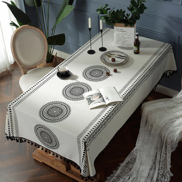 Cotton Tablecloth for Dining Table (Rectangular, Mandala)