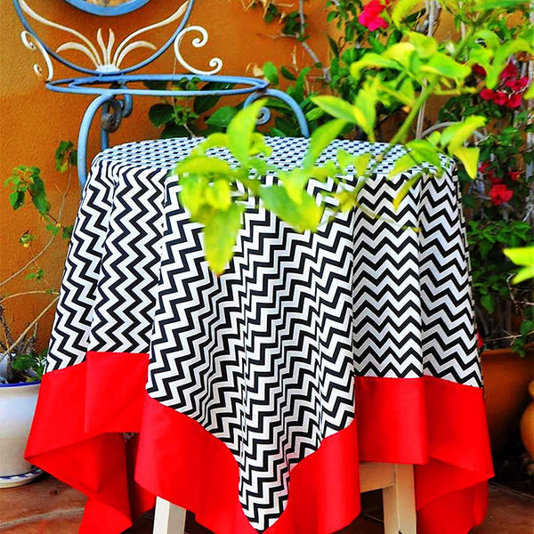 Cotton Table Cloth | Zigzag Design with Boarder for Kitchen and Dining